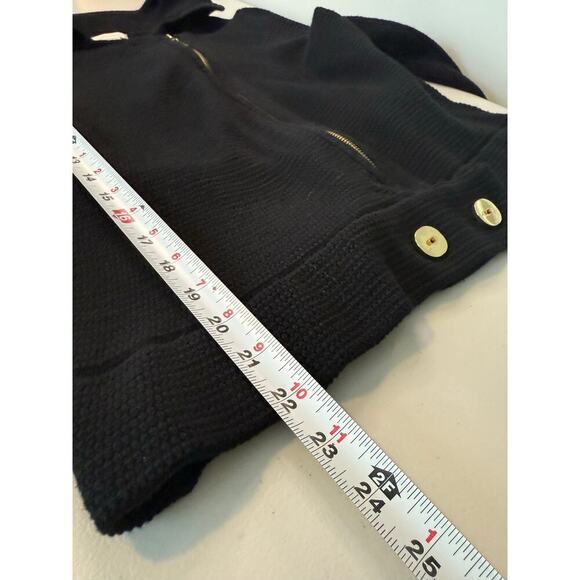 Chicos Black Asymmetrical Zip Jacket Size 1/M8  Gold Hardware - Picture 5 of 6